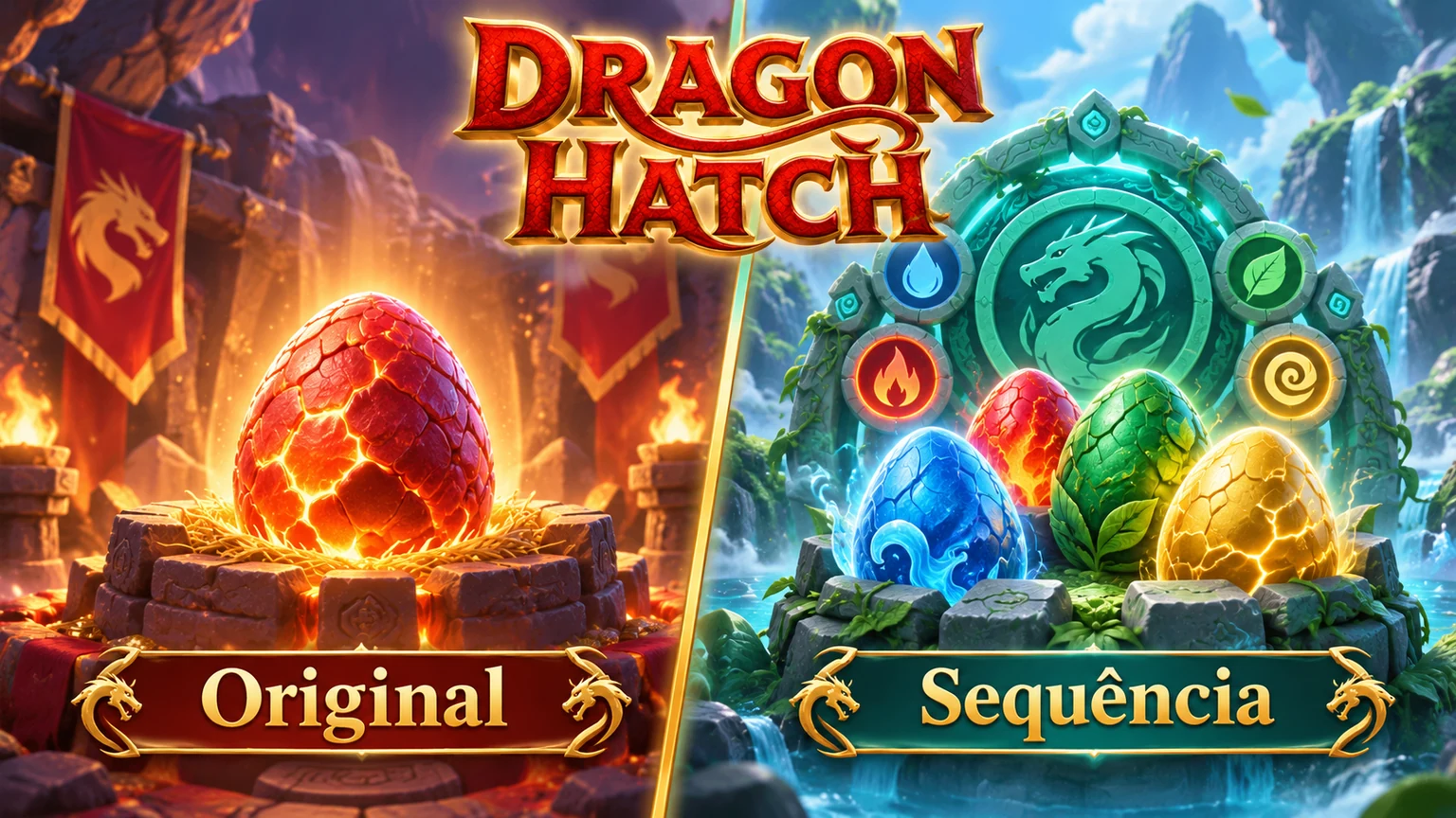 Comparação visual para não confundir Dragon Hatch com Dragon Hatch 2